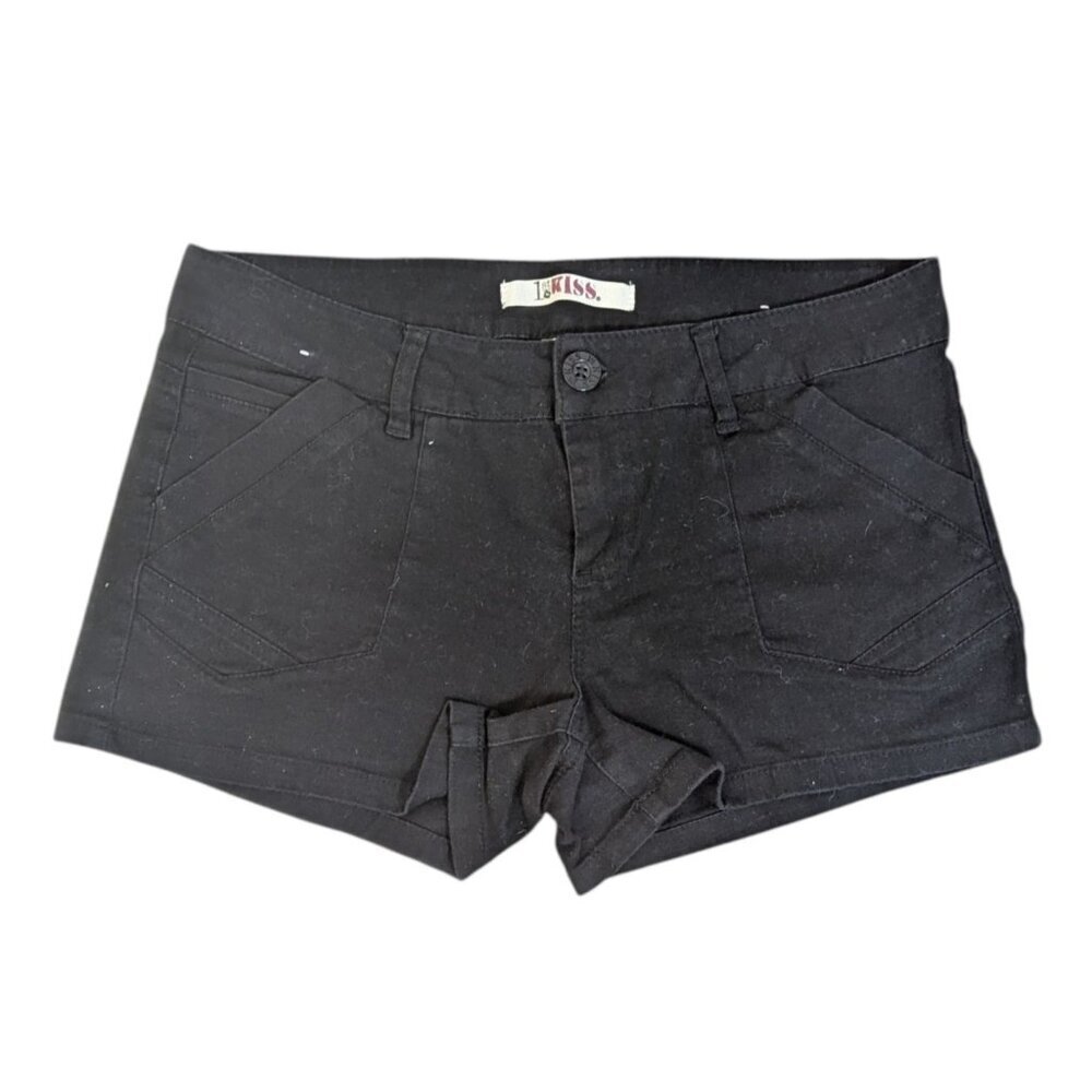 1st Kiss Black Cotton Chino Shorts Womens Y2K
